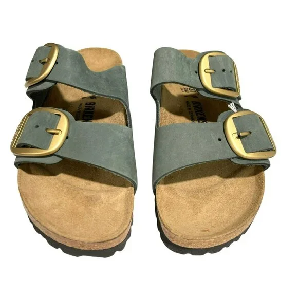 Birkenstock Arizona Big Buckle Sandals 37 6 Green NEW - Picture 2 of 7